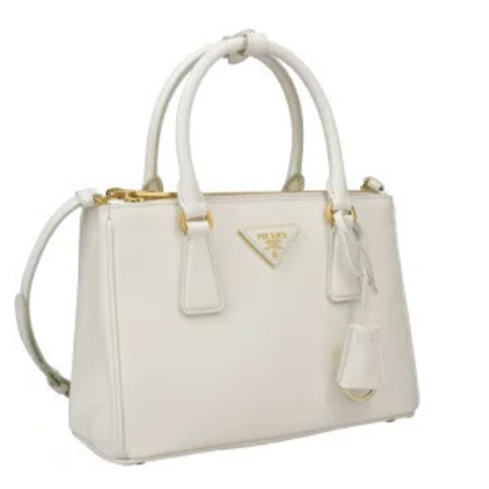 Prada crosshatch Saffiano leather White Galleria signature bag White